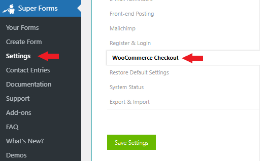 WooCommerce Checkout settings